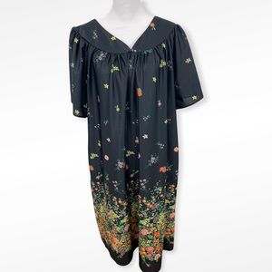 Vintage Inspired Black + Multicolor Floral Mumu Jouse Dress